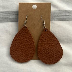 Brown Shagreen Teardrop Earrings